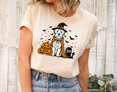 Dandie Dinmont Terrier Dog Halloween Shirt, Spooky Whippet Witch Shirt, Pumpkin Dandie Dinmont Terrier Dog, Halloween Dog Lover Gift
