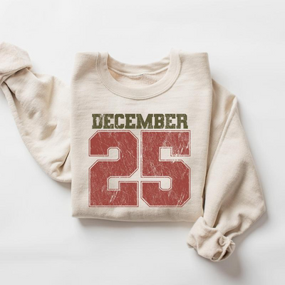 Retro Christmas Sweatshirt, December 25 Shirt, Holiday Clothing, Womens Christmas Shirts, Christmas Crewneck, Christmas Gift, Winter Sweater