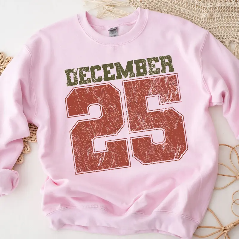 Retro Christmas Sweatshirt, December 25 Shirt, Holiday Clothing, Womens Christmas Shirts, Christmas Crewneck, Christmas Gift, Winter Sweater