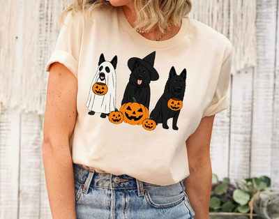 Ghost And Witch Belgian Sheepdog Halloween Shirt, Retro Halloween Shirt, Dog Lover Gift, Ghost Dog Tee