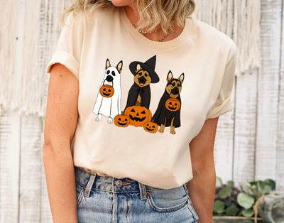 Ghost And Witch German Shepherd Dog Halloween Shirt, Retro Halloween Shirt, Dog Lover Gift, Ghost Dog Tee