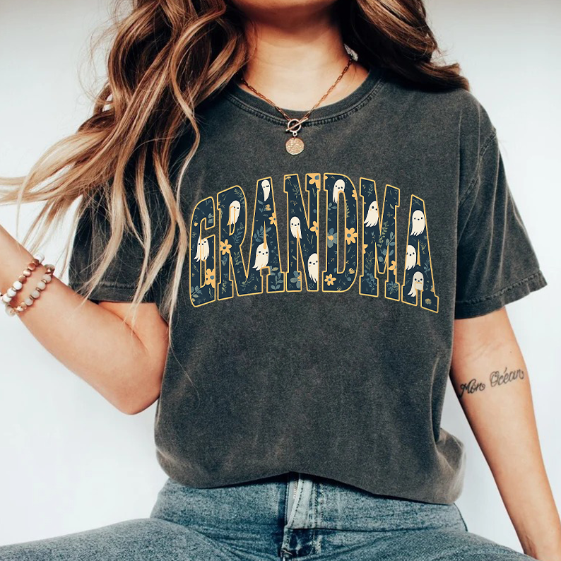 Halloween Mama Shirt, GRANDMA Halloween Shirt, Spooky GRANDMA Tee, Cute Ghost Shirt, Floral Ghost Tee