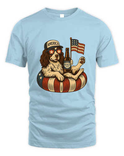 English Springer Spaniel Shirt Funny 4Th Of July Floatie Design For Summer Beer Shirt, America Pool Party Shirt, Usa Flag Dog