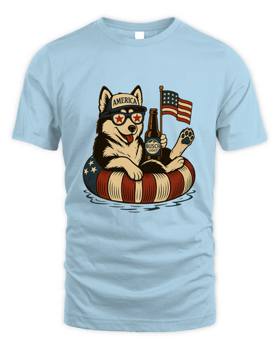 Siberian Husky Patriotic Dog Shirt Funny 4Th Of July Floatie Design For Summer Beer Shirt, America Pool Party Shirt, Usa Flag Dog