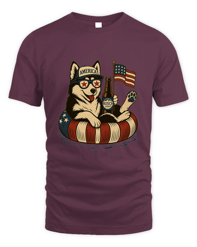Siberian Husky Patriotic Dog Shirt Funny 4Th Of July Floatie Design For Summer Beer Shirt, America Pool Party Shirt, Usa Flag Dog