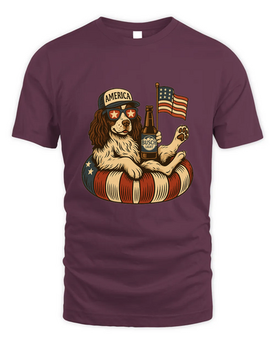 English Springer Spaniel Shirt Funny 4Th Of July Floatie Design For Summer Beer Shirt, America Pool Party Shirt, Usa Flag Dog