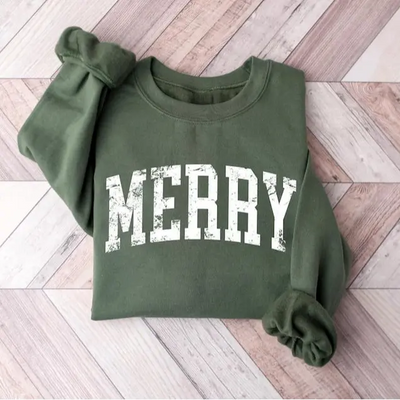 Retro Merry Sweatshirt, Merry Christmas Sweatshirt, Womens Christmas Shirt, Festive Holiday Sweater, Cute Christmas Gift, Christmas Shirt