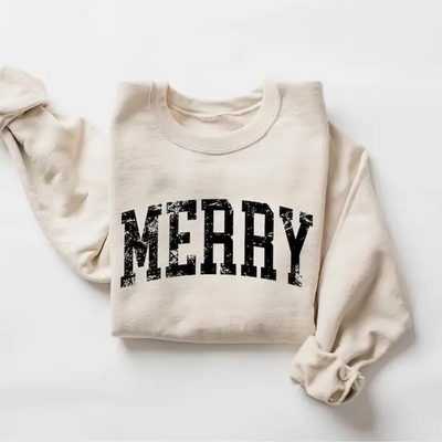 Retro Merry Sweatshirt, Merry Christmas Sweatshirt, Womens Christmas Shirt, Festive Holiday Sweater, Cute Christmas Gift, Christmas Shirt