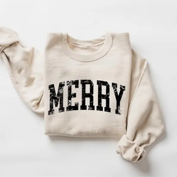 Retro Merry Sweatshirt, Merry Christmas Sweatshirt, Womens Christmas Shirt, Festive Holiday Sweater, Cute Christmas Gift, Christmas Shirt