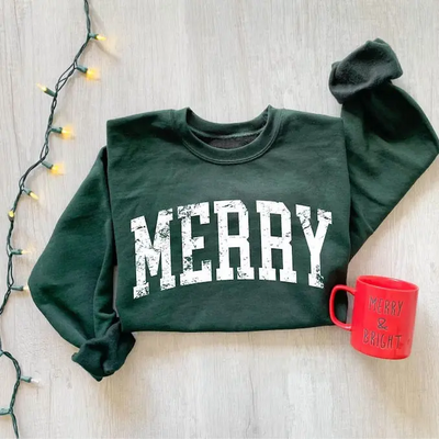Retro Merry Sweatshirt, Merry Christmas Sweatshirt, Womens Christmas Shirt, Festive Holiday Sweater, Cute Christmas Gift, Christmas Shirt