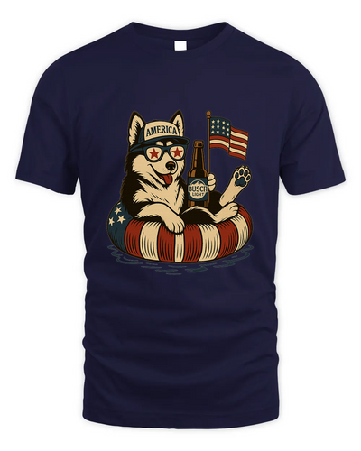 Siberian Husky Patriotic Dog Shirt Funny 4Th Of July Floatie Design For Summer Beer Shirt, America Pool Party Shirt, Usa Flag Dog