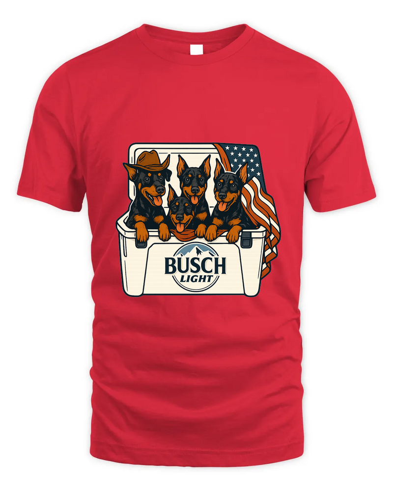 Doberman Pinscher Patriotic 4Th Of July Funny Beer Dog Cooler, Independence Cooler Puppies, Summer 4Th Of Jult Cooler Beer, Dogs In Cooler Shirt