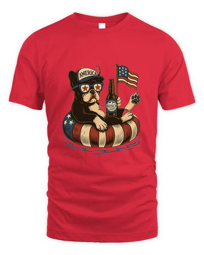 French Bulldog Patriotic Dog Shirt Funny 4Th Of July Floatie Design For Summer Beer Shirt, America Pool Party Shirt, Usa Flag Dog