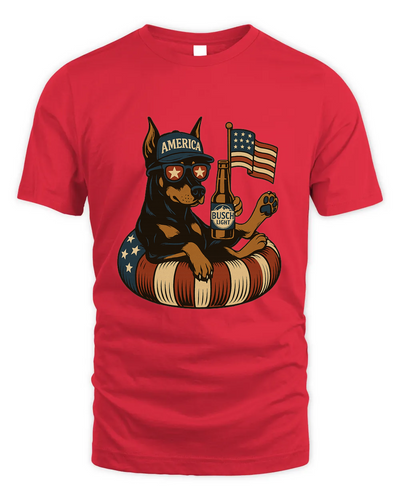 Doberman Pinscher Patriotic Dog Shirt Funny 4Th Of July Floatie Design For Summer Beer Shirt, America Pool Party Shirt, Usa Flag Dog