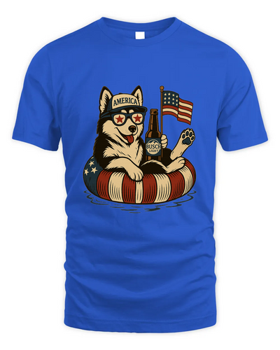 Siberian Husky Patriotic Dog Shirt Funny 4Th Of July Floatie Design For Summer Beer Shirt, America Pool Party Shirt, Usa Flag Dog
