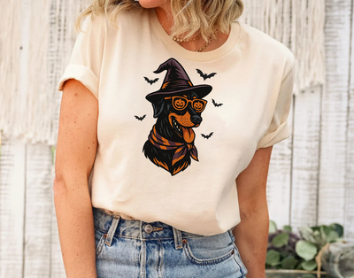 Retro Spooky Doberman Pinscher Dog Shirt, Vintage Halloween Gothic Pumpkin Dog Shirt, Dog Lover Gift