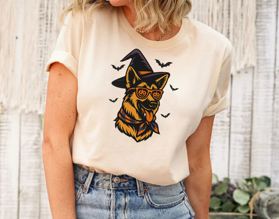 Retro Spooky German Shepherd Dog Shirt, Vintage Halloween Gothic Pumpkin Dog Shirt, Dog Lover Gift