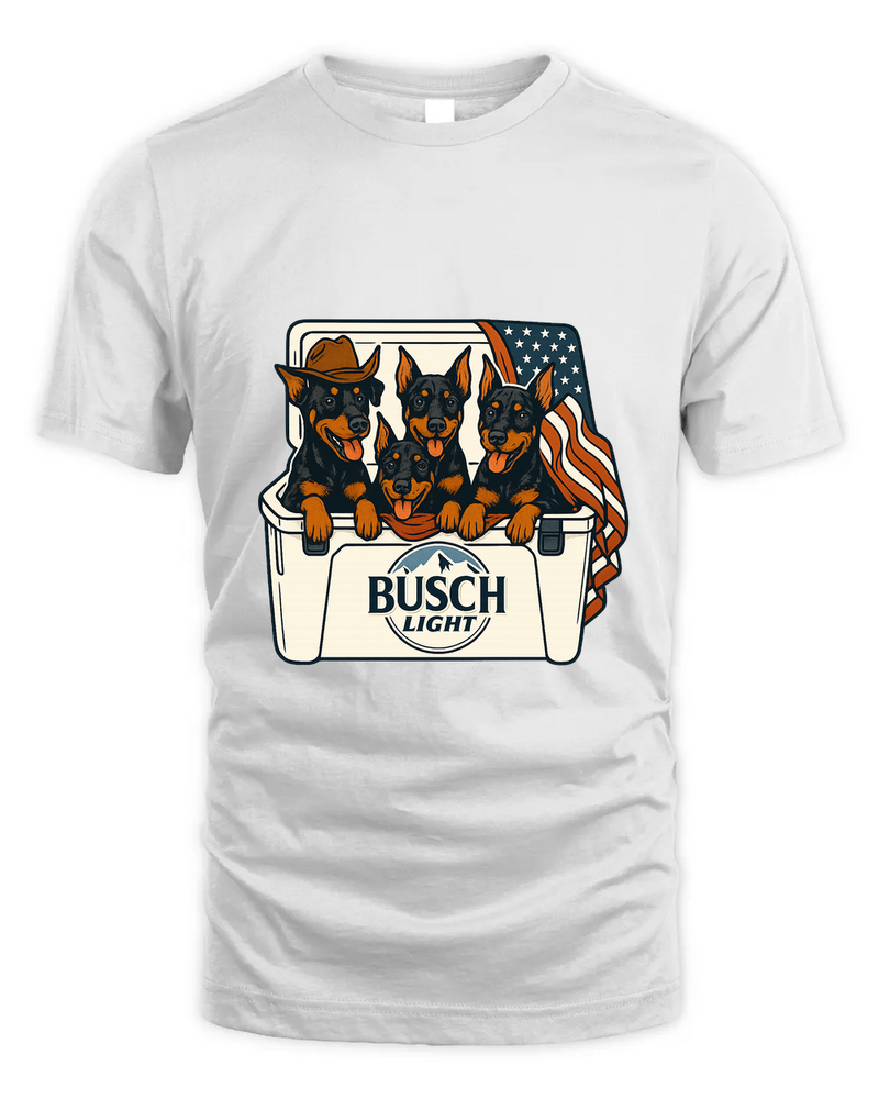 Doberman Pinscher Patriotic 4Th Of July Funny Beer Dog Cooler, Independence Cooler Puppies, Summer 4Th Of Jult Cooler Beer, Dogs In Cooler Shirt