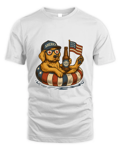 French Labrador Retriever Dog Shirt Funny 4Th Of July Floatie Design For Summer Beer Shirt, America Pool Party Shirt, Usa Flag Dog