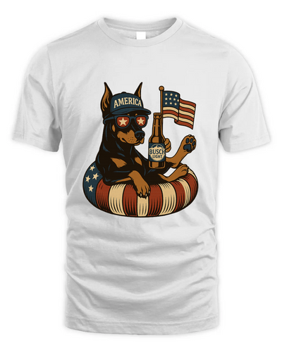 Doberman Pinscher Patriotic Dog Shirt Funny 4Th Of July Floatie Design For Summer Beer Shirt, America Pool Party Shirt, Usa Flag Dog