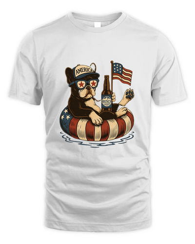 French Bulldog Patriotic Dog Shirt Funny 4Th Of July Floatie Design For Summer Beer Shirt, America Pool Party Shirt, Usa Flag Dog