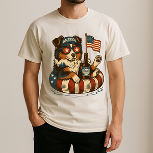 Miniature American Shepherd Patriotic Dog Shirt Funny 4Th Of July Floatie Design For Summer Beer Shirt, America Pool Party Shirt, Usa Flag Dog