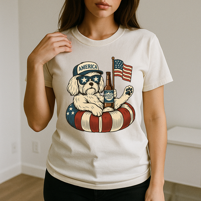 Shih Tzu Patriotic Dog Shirt Funny 4Th Of July Floatie Design For Summer Beer Shirt, America Pool Party Shirt, Usa Flag Dog