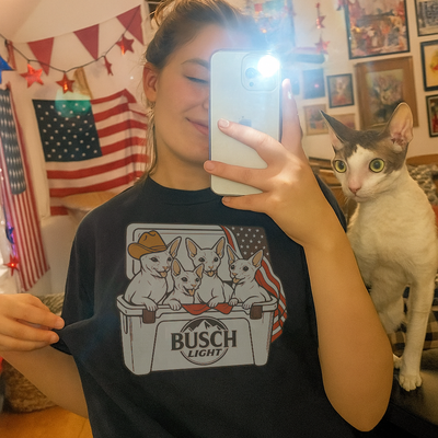 Cornish Rex Cat Patriotic 4Th Of July Funny Beer Cat Cooler