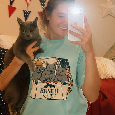 Russian Blue Patriotic 4Th Of July Funny Beer Cat Cooler