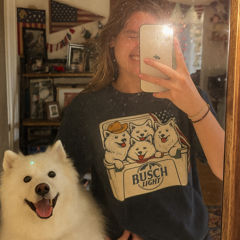 American Eskimo Dog Patriotic 4Th Of July Funny Beer Dog Cooler