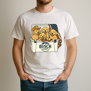 Golden Retriever Patriotic 4Th Of July Funny Beer Dog Cooler, Independence Cooler Puppies, Summer 4Th Of Jult Cooler Beer, Dogs In Cooler Shirt