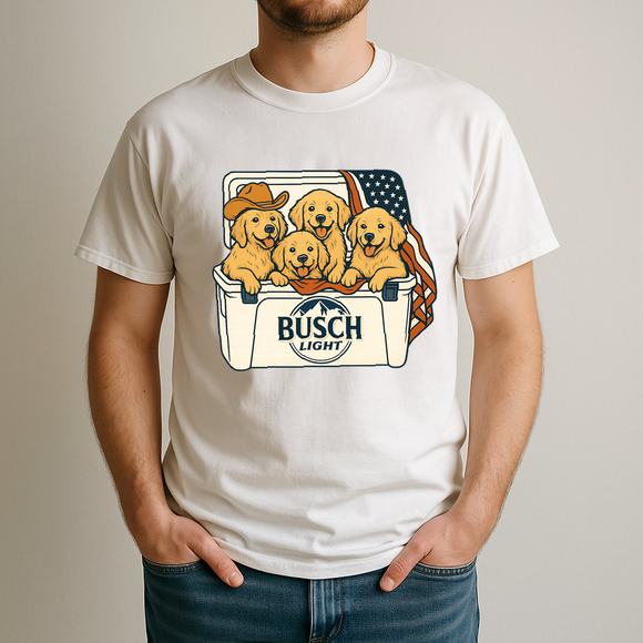 Golden Retriever Patriotic 4Th Of July Funny Beer Dog Cooler, Independence Cooler Puppies, Summer 4Th Of Jult Cooler Beer, Dogs In Cooler Shirt