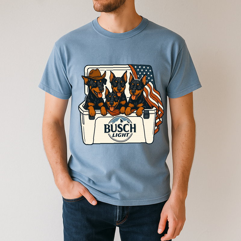 Doberman Pinscher Patriotic 4Th Of July Funny Beer Dog Cooler, Independence Cooler Puppies, Summer 4Th Of Jult Cooler Beer, Dogs In Cooler Shirt