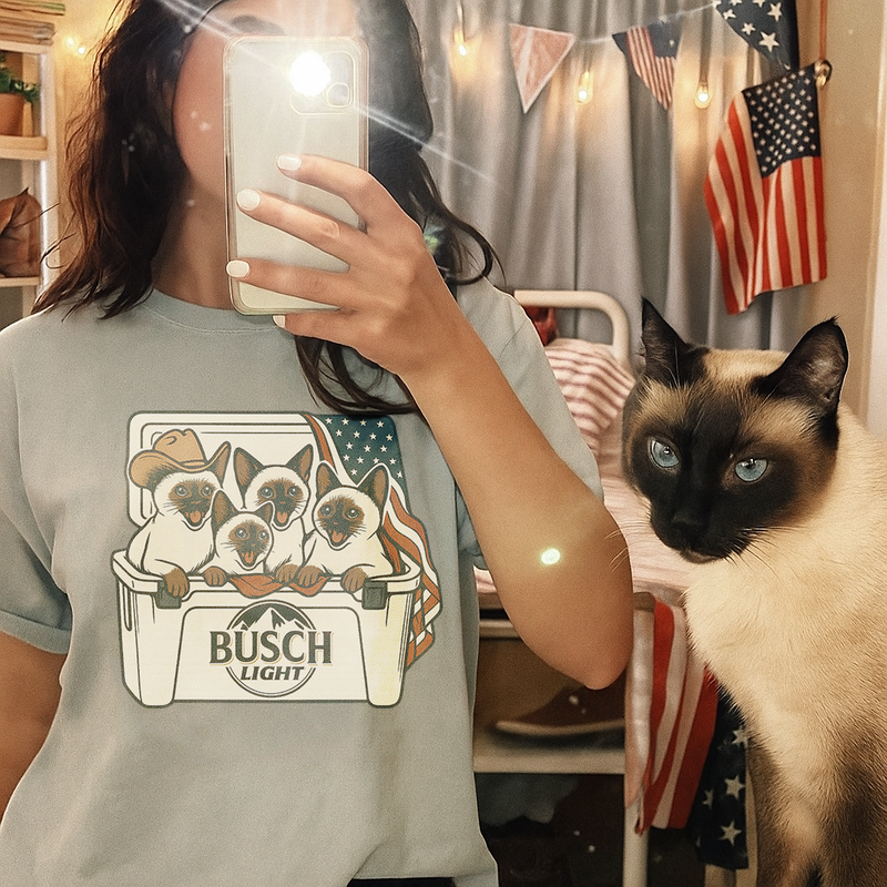 Siamese Patriotic 4Th Of July Funny Beer Cat Cooler