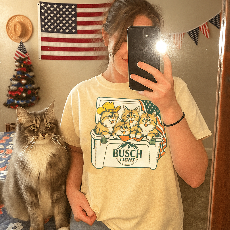 Siberian Cat Patriotic 4Th Of July Funny Beer Cat Cooler