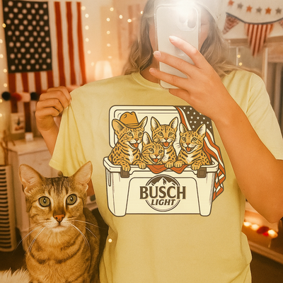Savannah Cat Patriotic 4Th Of July Funny Beer Cat Cooler