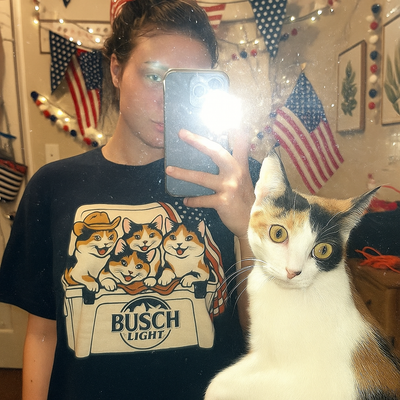 Japanese Bobtail Patriotic 4Th Of July Funny Beer Cat Cooler