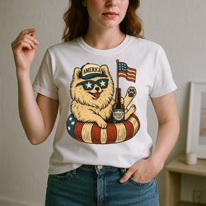 Pomeranian Patriotic Dog Shirt Funny 4Th Of July Floatie Design For Summer Beer Shirt, America Pool Party Shirt, Usa Flag Dog