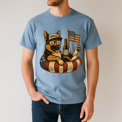 German Shepherd Dog Patriotic Dog Shirt Funny 4Th Of July Floatie Design For Summer Beer Shirt, America Pool Party Shirt, Usa Flag Dog