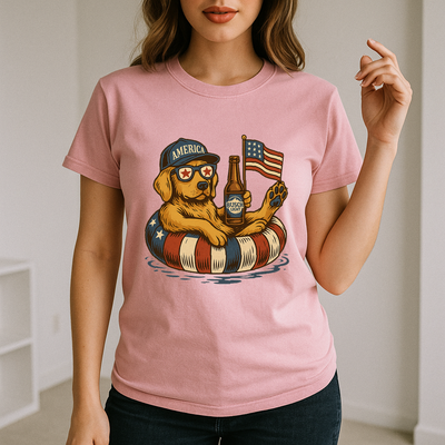 French Labrador Retriever Dog Shirt Funny 4Th Of July Floatie Design For Summer Beer Shirt, America Pool Party Shirt, Usa Flag Dog