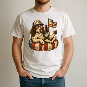 English Springer Spaniel Shirt Funny 4Th Of July Floatie Design For Summer Beer Shirt, America Pool Party Shirt, Usa Flag Dog