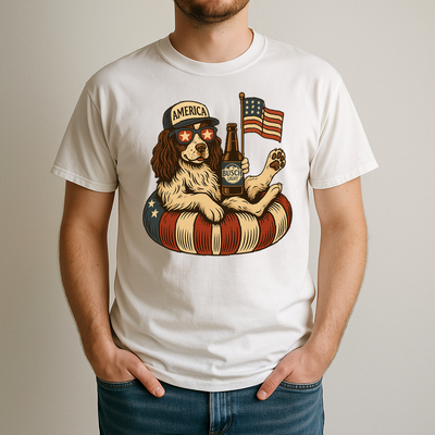 English Springer Spaniel Shirt Funny 4Th Of July Floatie Design For Summer Beer Shirt, America Pool Party Shirt, Usa Flag Dog